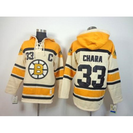 Bruins #33 Zdeno Chara Cream Sawyer Hooded Sweatshirt Stitched NHL Jersey