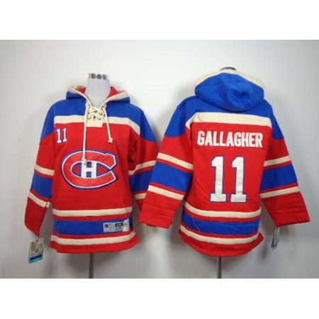 Canadiens #11 Brendan Gallagher Red Sawyer Hooded Sweatshirt Stitched Youth NHL Jersey