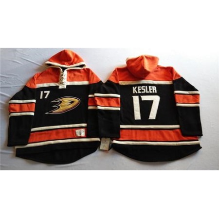 Ducks #17 Ryan Kesler Black Sawyer Hooded Sweatshirt Stitched NHL Jersey