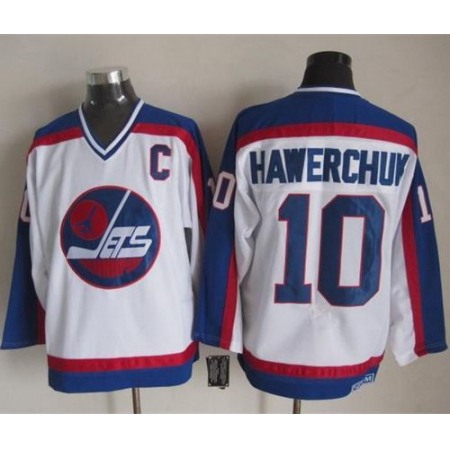 Jets #10 Dale Hawerchuk White/Blue CCM Throwback Stitched NHL Jersey