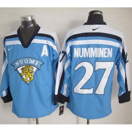 Jets #27 Teppo Numminen Light Blue Nike Throwback Stitched NHL Jersey