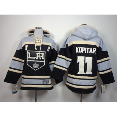 Kings #11 Anze Kopitar Black Sawyer Hooded Sweatshirt Stitched Youth NHL Jersey