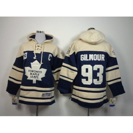 Maple Leafs #93 Doug Gilmour Blue Sawyer Hooded Sweatshirt Stitched Youth NHL Jersey