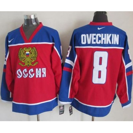 Nike Capitals #8 Alex Ovechkin Red/Blue Stitched NHL Jersey