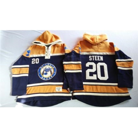 Blues #20 Alexander Steen Navy Blue/Gold Sawyer Hooded Sweatshirt Stitched NHL Jersey