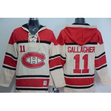 Canadiens #11 Brendan Gallagher Cream Sawyer Hooded Sweatshirt Stitched NHL Jersey