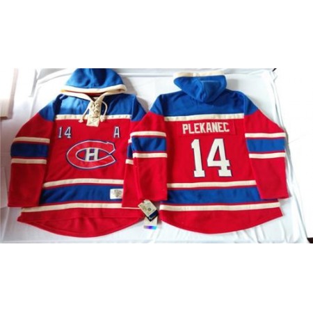 Canadiens #14 Tomas Plekanec Red Sawyer Hooded Sweatshirt Stitched NHL Jersey