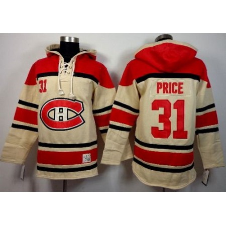 Canadiens #31 Carey Price Cream Sawyer Hooded Sweatshirt Stitched NHL Jersey