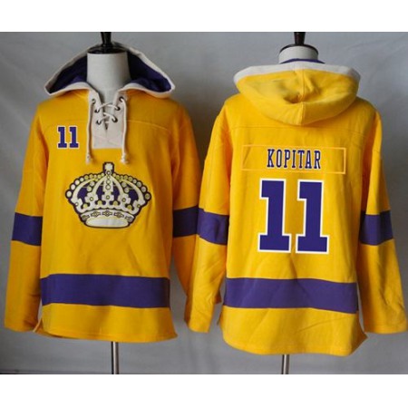 Kings #11 Anze Kopitar Gold Sawyer Hooded Sweatshirt Stitched NHL Jersey