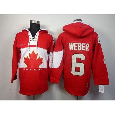 Olympic CA. #6 Shea Weber Red Sawyer Hooded Sweatshirt Stitched NHL Jersey