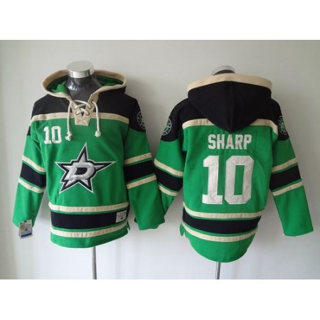 Stars #10 Patrick Sharp Green Sawyer Hooded Sweatshirt Stitched NHL Jersey