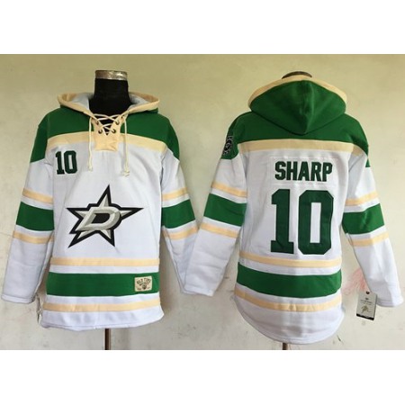 Stars #10 Patrick Sharp White Sawyer Hooded Sweatshirt Stitched NHL Jersey