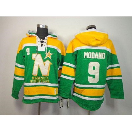 Stars #9 Mike Modano Green Sawyer Hooded Sweatshirt Stitched NHL Jersey