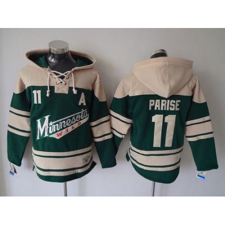 Wild #11 Zach Parise Green Sawyer Hooded Sweatshirt Stitched NHL Jersey