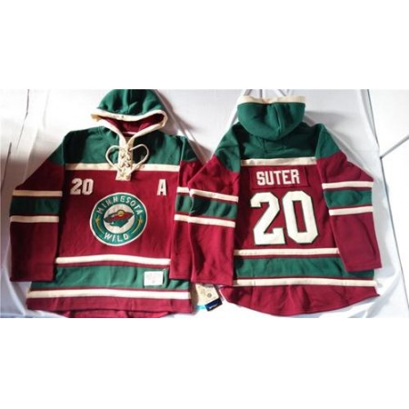 Wild #20 Ryan Suter Red Sawyer Hooded Sweatshirt Stitched NHL Jersey