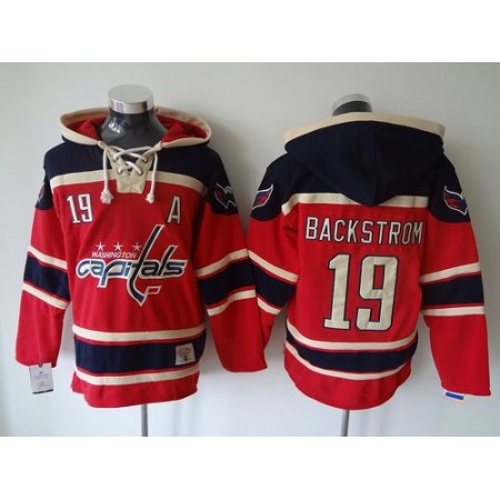Capitals #19 Nicklas Backstrom Red Sawyer Hooded Sweatshirt Stitched NHL Jersey
