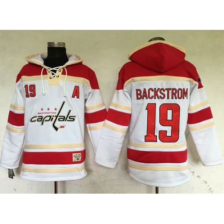 Capitals #19 Nicklas Backstrom White Sawyer Hooded Sweatshirt Stitched NHL Jersey