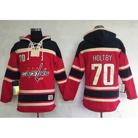 Capitals #70 Braden Holtby Red Sawyer Hooded Sweatshirt Stitched NHL Jersey