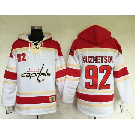 Capitals #92 Evgeny Kuznetsov White Sawyer Hooded Sweatshirt Stitched NHL Jersey