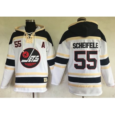 Jets #55 Mark Scheifele White Sawyer Hooded Sweatshirt Stitched NHL Jersey