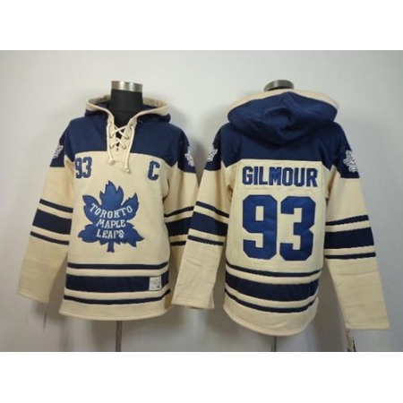 Maple Leafs #93 Doug Gilmour Cream Sawyer Hooded Sweatshirt Stitched NHL Jersey