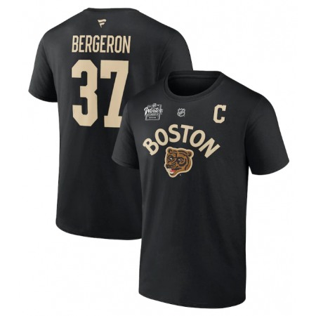 Men's Boston Bruins #37 Patrice Bergeron Black 2023 Winter Classic T-Shirt