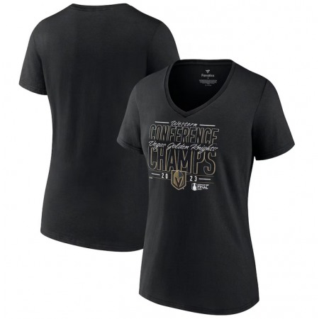 Women's Vegas Golden Knights Black 2023 Western Conference Champions Goal Tender V-Neck T-Shirt