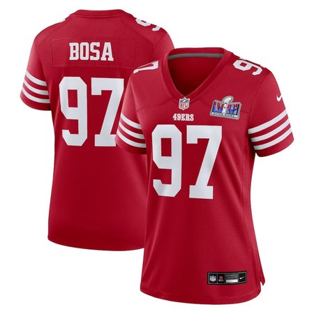 Women's San Francisco 49ers #97 Nick Bosa Nike Scarlet Super Bowl LVIII Game Jersey